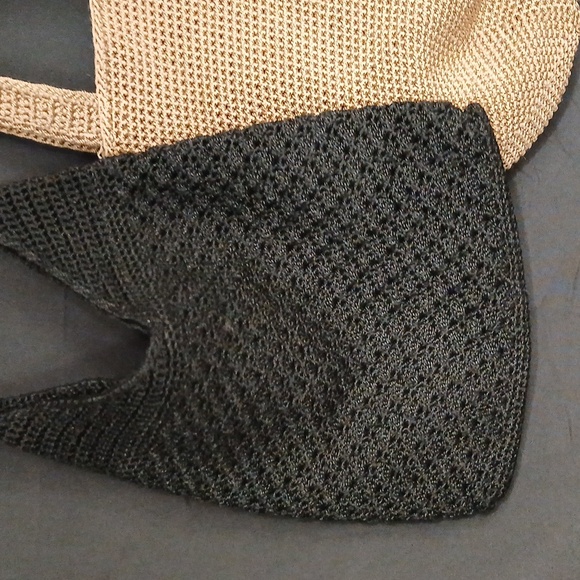 Pair (2) THE SAKS Crochet Black and Tan Women's Bags - Picture 3 of 7